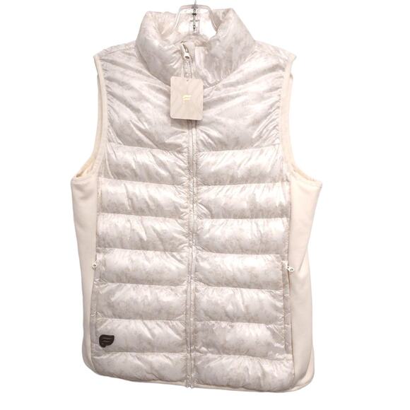 NEW Fabletics Elliot Puffer Vest Womens Sz XS White Camo All Seasons Preppy $110